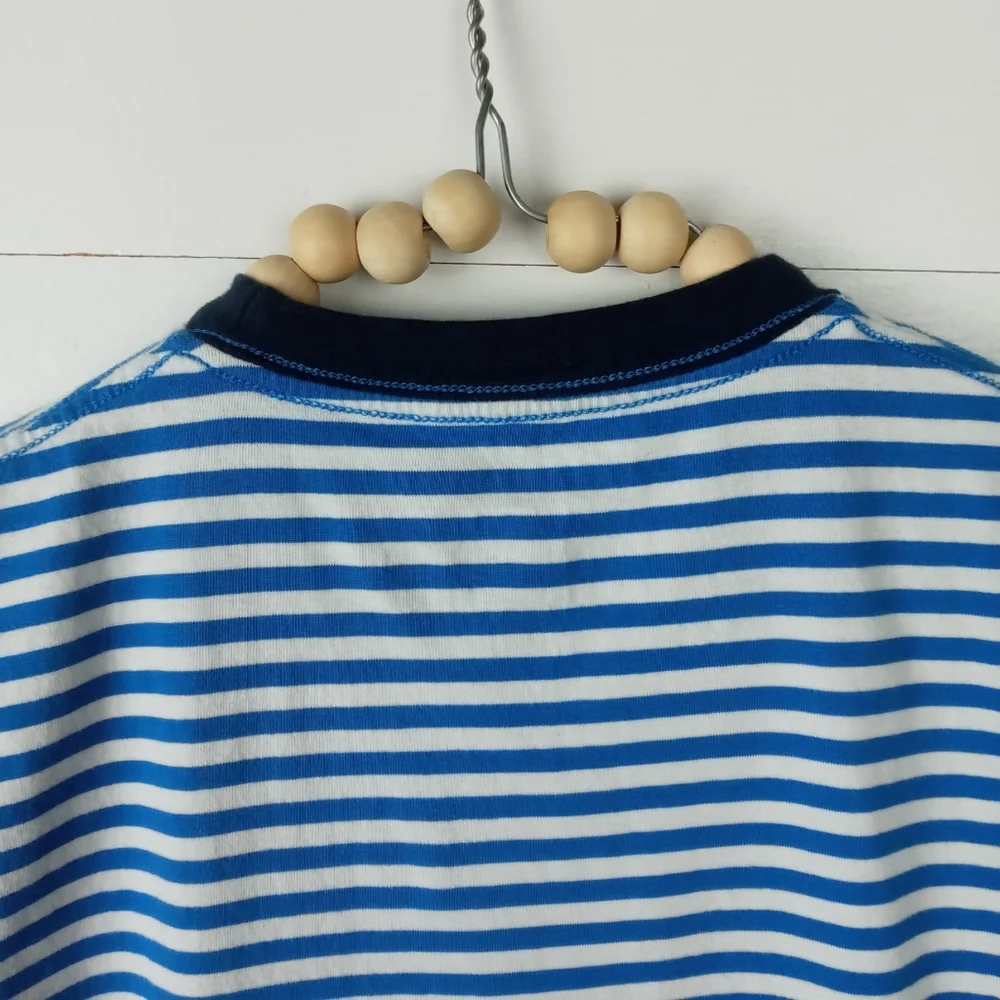 Tommy Hilfiger boys size 5 royal blue white striped, raised stitched letter logo
